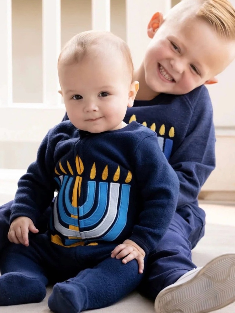 Monica And Andy Baby Boy Girl Size 3-6M Hanukkah Menorah Fleece Zip One-Piece